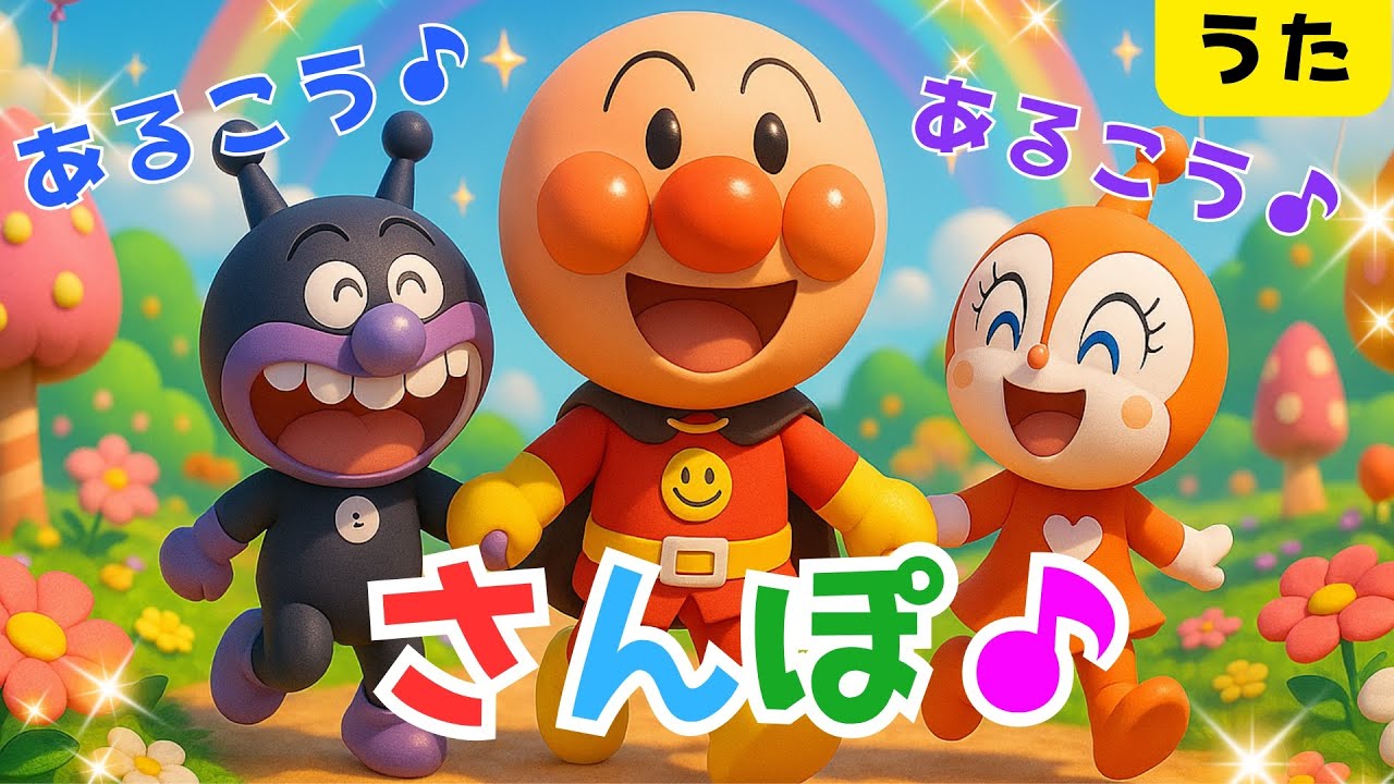 【さんぽ♪　歩こう歩こう♪】アンパンマン　童謡　となりのトトロ　こどものうた　知育　歌　童謡　