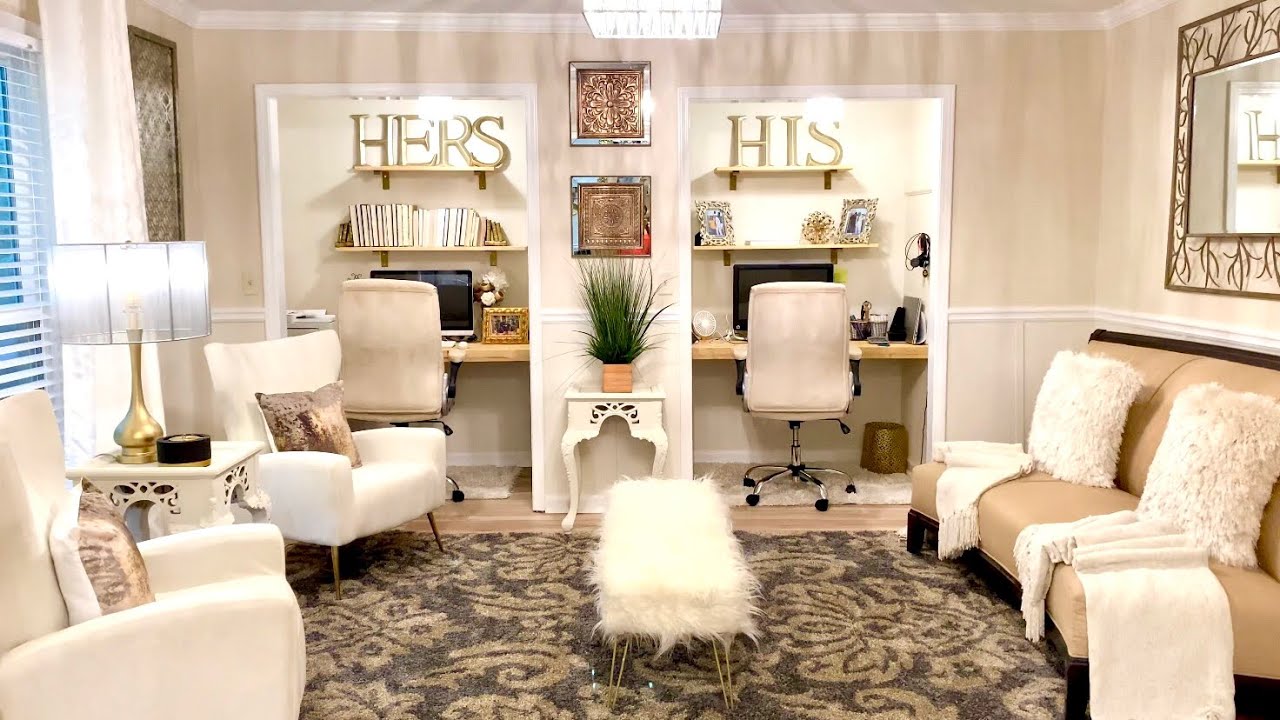 EXTREME LIVING ROOM MAKEOVER/HIS AND HER OFFICE SPACE/LIVING ROOM TRANSFORMATION/BEFORE AND AFTER