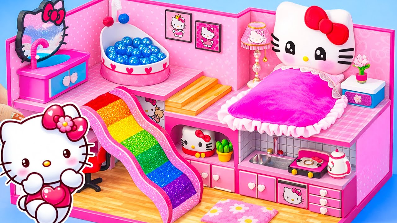 ❤️ Постройте домик Hello Kitty из полимерной глины и картона ❤️ Видеоурок по созданию миниатюрног...