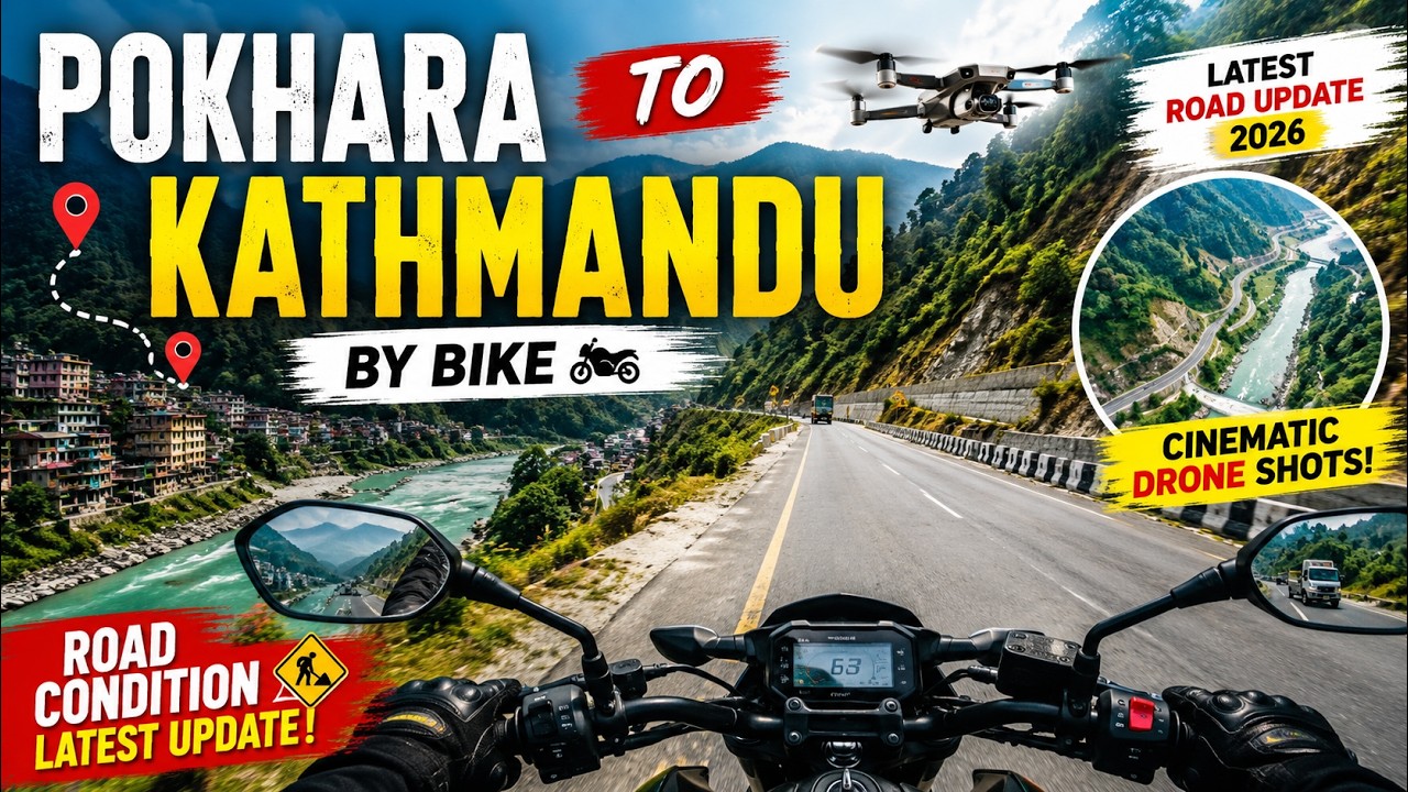 Pokhara to Kathmandu by Bike 🇳🇵 | Latest Road Update with Cinematic Drone Shots |  #kskvlog
