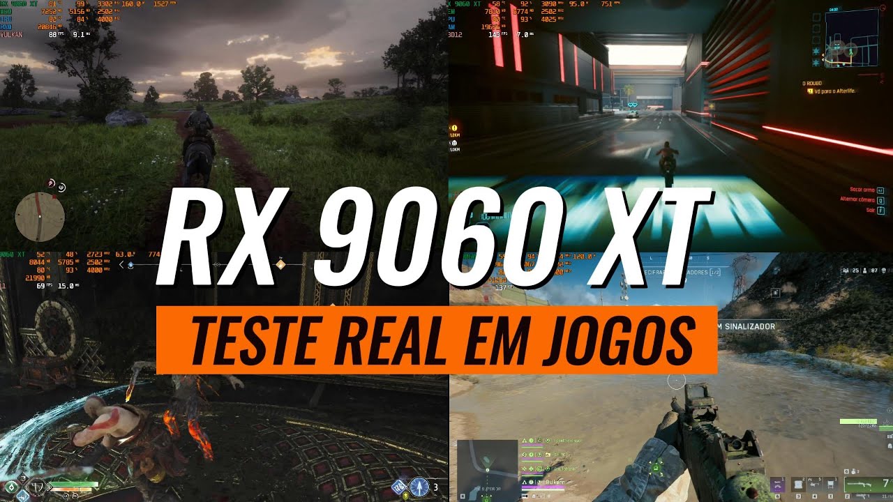 RX 9060 XT + Ryzen 5 3600 — Testes em Full HD