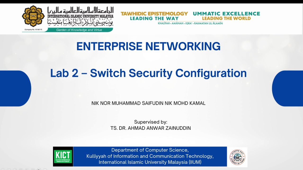 ENTERPRISE NETWORKING - Lab 2 : Switch Security Configuration
