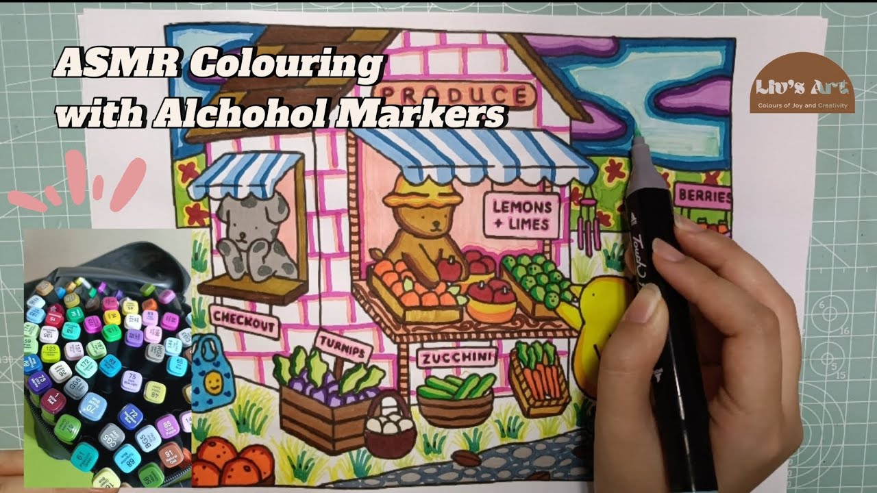 [ASMR] Colouring with Alchohol Markers 🤎🐻 | Relaxing Sound | ASMR Art | ASMR Indonesia