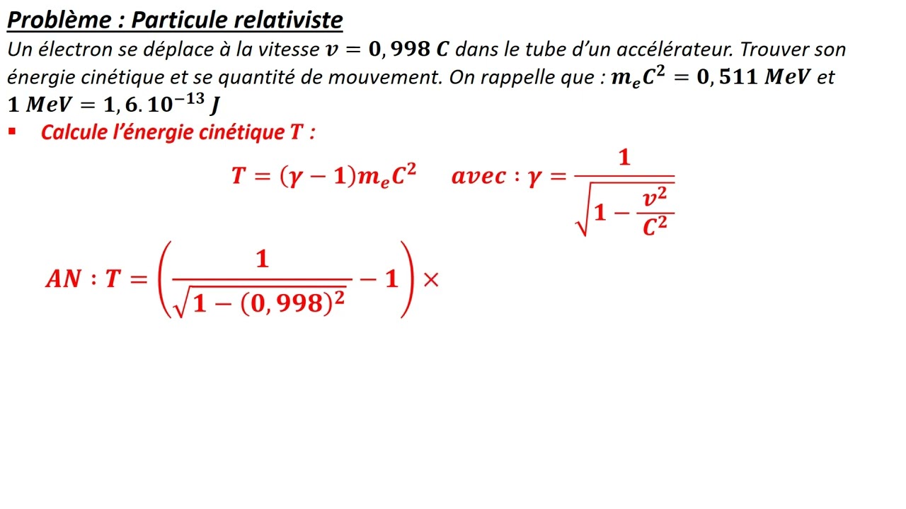 Physique Nucl&eacute;aire (Probl&egrave;me&nbsp;Particule relativiste)