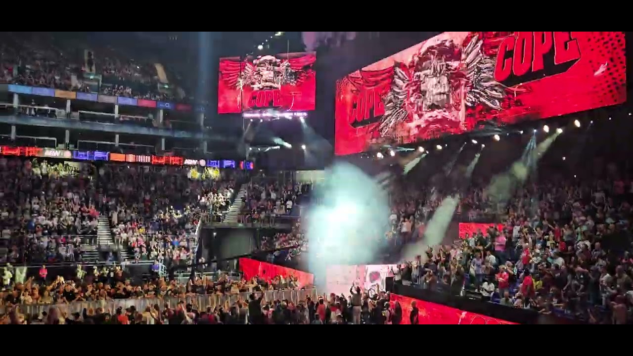 Adam Copeland (Edge) and Christian Cage entrance at AEW Forbidden Door 2025.  O2 Arena London.