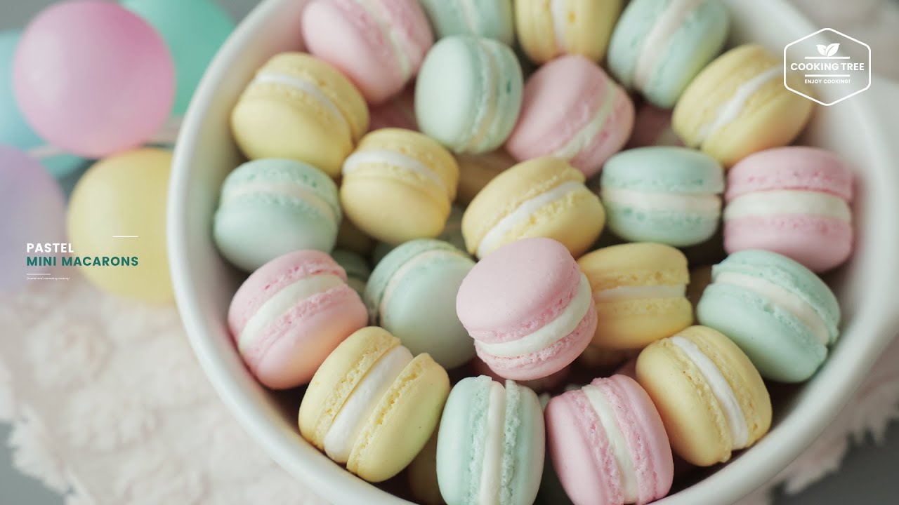 아기자기한 미니 마카롱으로 힐링하고 가세요~🍭 파스텔 요거트 마카롱 만들기 : Pastel Yogurt Mini Macarons Recipe | Cooking tree