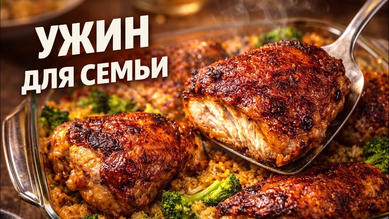 Куриные бедрышки с рисом, брокколи и свежим салатом! Сытно и невероятно вкусно 🍗🥦