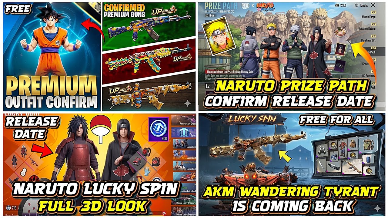 NARUTO PRIZE PATH FULL 3D LOOK😍| AKM WANDERING TYRANT IS BACK🐦&zwj;⬛| 4.5 NEXT PREMIUM CRATE💯PUBGM