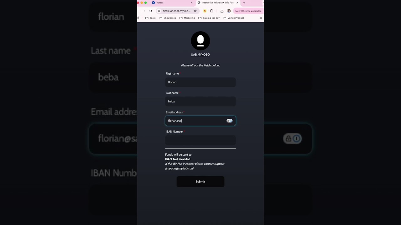 Vortex Demo: Swap USDC for EUR and Receive a SEPA Payout