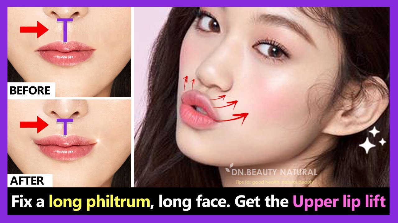 Just 4 exercises!! Fix a long philtrum. Get the Upper lip lift, make your face look cute & brighter.