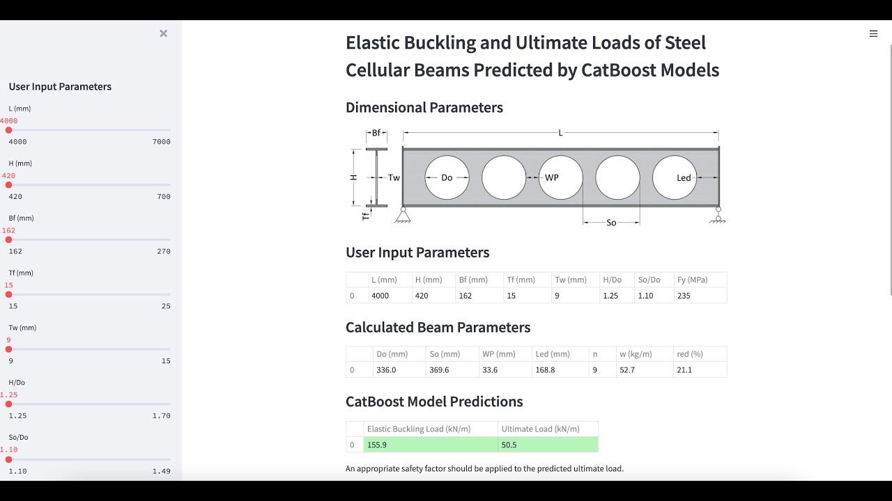 Artificial Intelligence based tool for steel cellular beams | Version 1.0