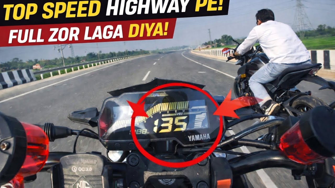 MT-15 Top Speed Test on Highway|135 KM/H Real Run 🔥|MT-15 Ko Aaj Limit Tak Dhak Diya|Highway Ride