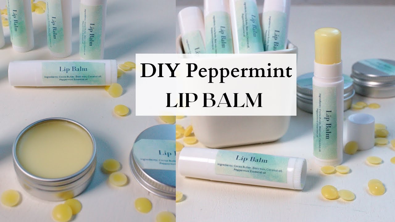 QUICK & EASY DIY CHAPSTICK | LIP BALM WITH PEPPERMINT ESSENTIAL OIL | RECIPE