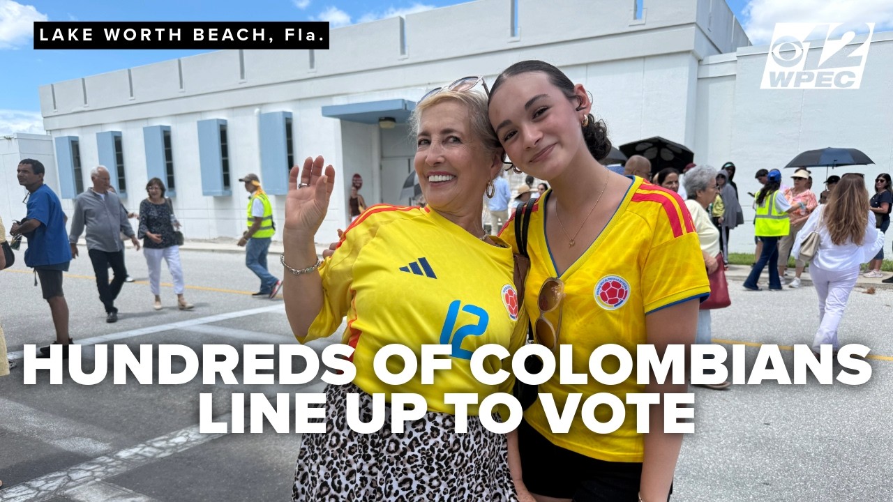 Hundreds line up at Palm Beach State College for polarized Colombian presidential election