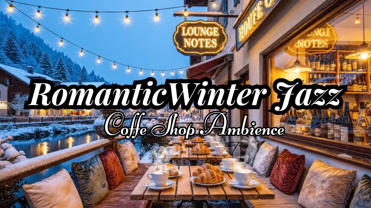 Cozy Night Jazz Café ☕ Romantic Smooth Piano Jazz & Gentle Snowfall Ambience for Deep Relaxation