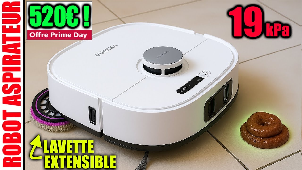 EUREKA J15 Ultra Robot Aspirateur Laveur avec Serpillière Extensible et Brosse Anti Enchevêtrement,