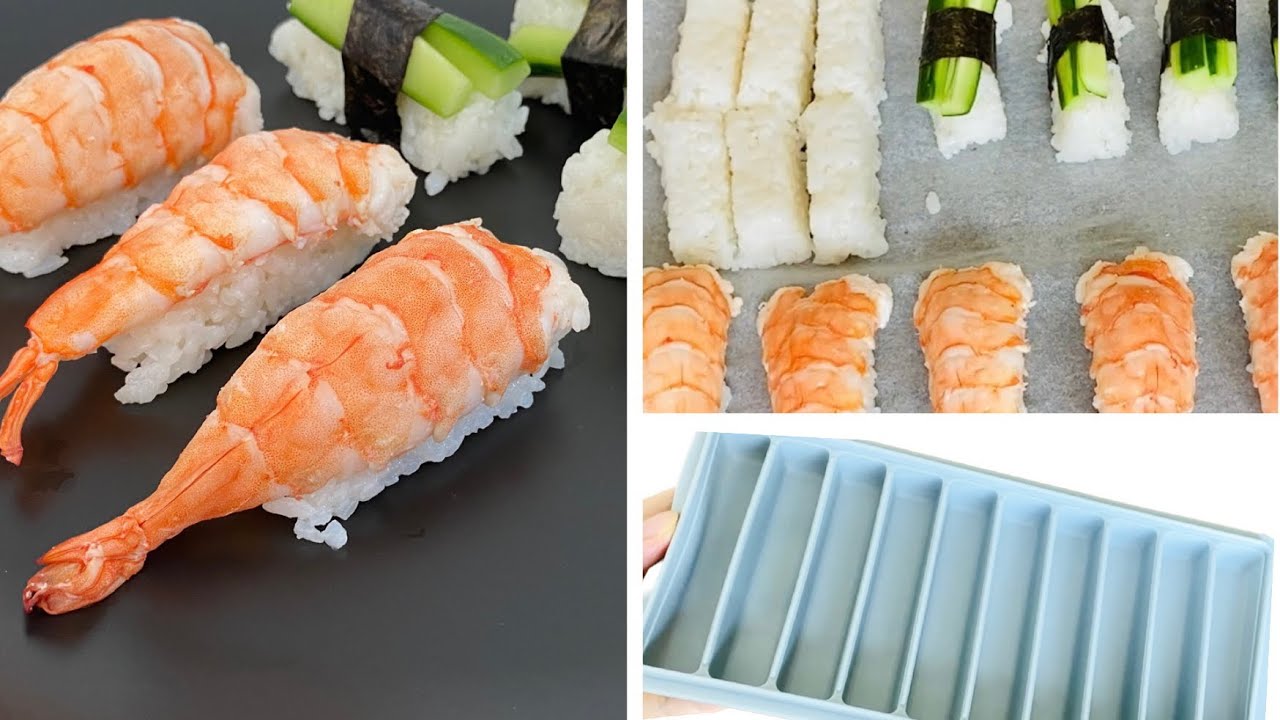 Making nigiri sushi couldn&rsquo;t be easier! No need to hand-shape rice balls  #nigirisushi #ebinigiri