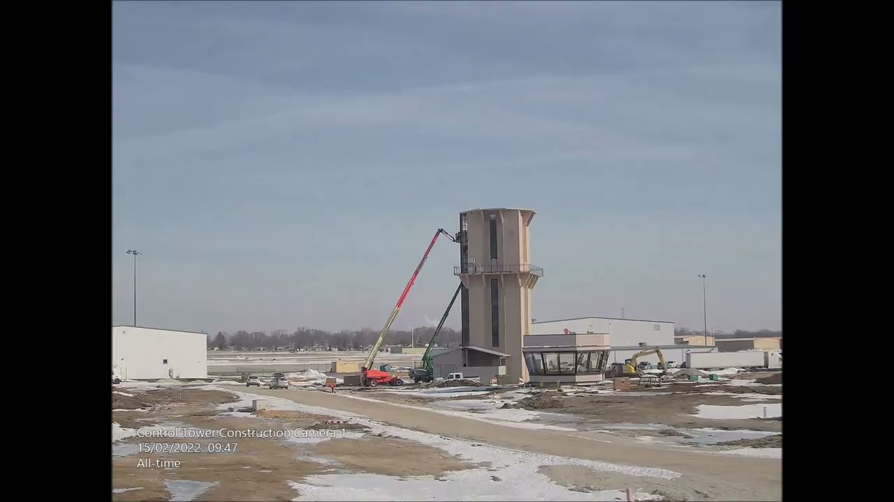 Control Tower Construction Camera 1 Time lapse short Joliet Regional Port District Romeoville