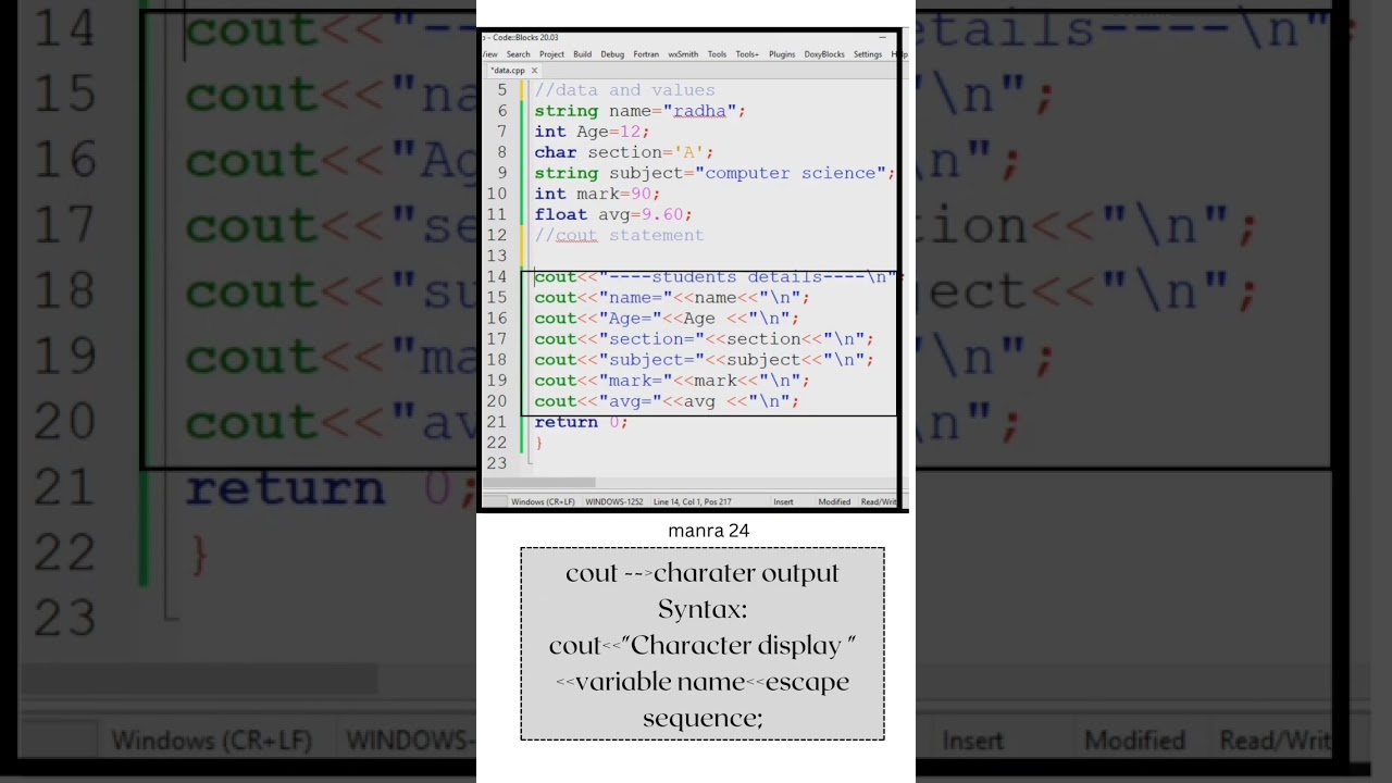 Example Students Details used for different data types in cpp Program/learning