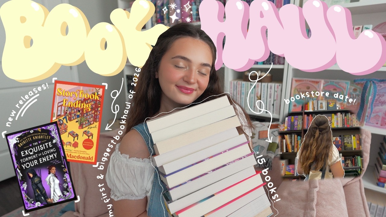 *HUGE* book haul!! 📚⭐️💗 open book mail with me + cozy bookstore vlog!