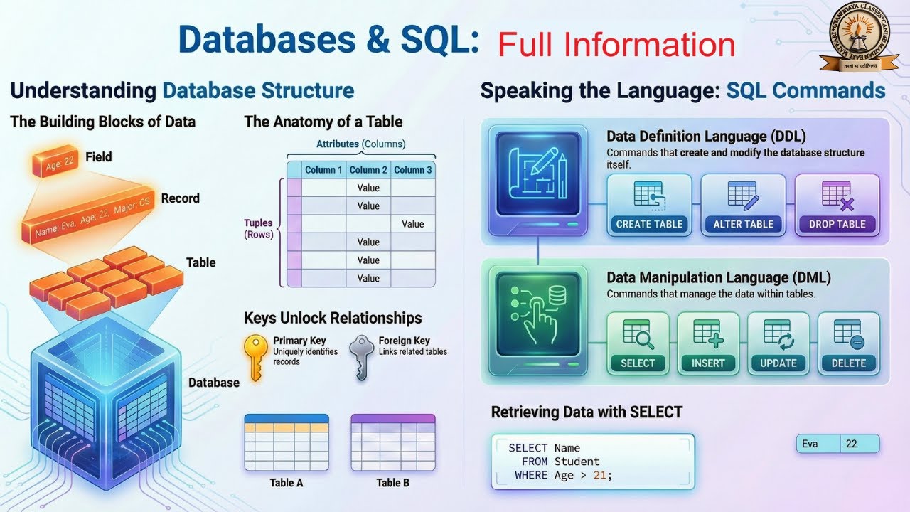 Class : 12th - Database & SQL Complete Information || IN Hindi