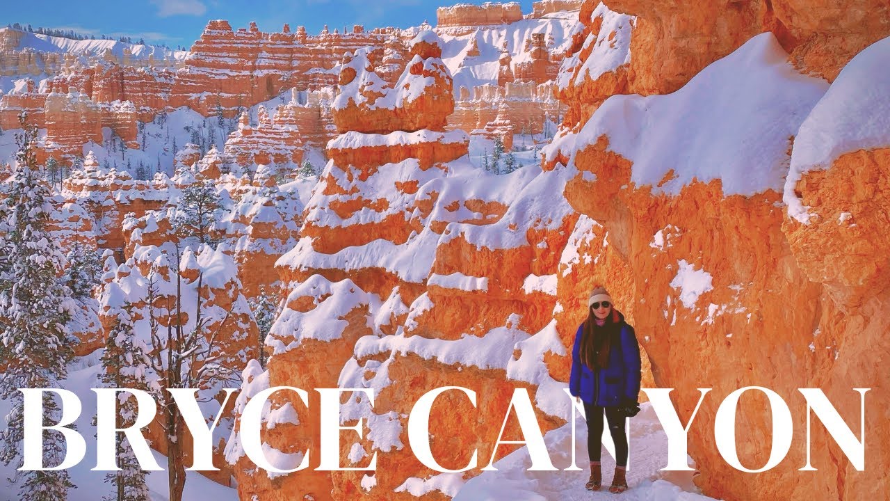 BRYCE CANYON NATIONAL PARK | Navajo Loop Trail in the SNOW - USA road trip & travel vlog