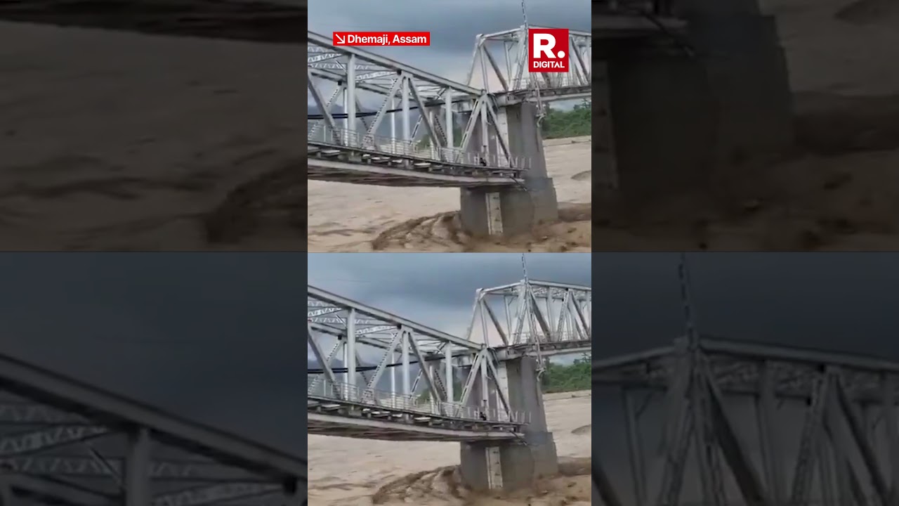 A railway bridge over the Simen River in Dhemaji, Assam collapsed following heavy rainfall