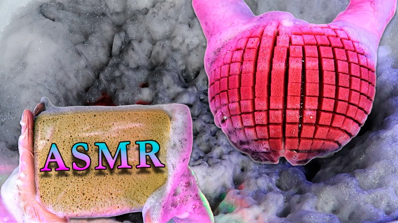 ASMR Sponge Squeezing 🖤 Black Suds 🤍 Oddly Satisfying ASMR