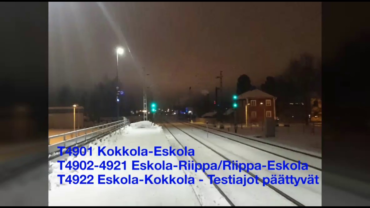Testiajot Riipan ja Eskolan v&auml;lill&auml; tiistaina 29.11.2016