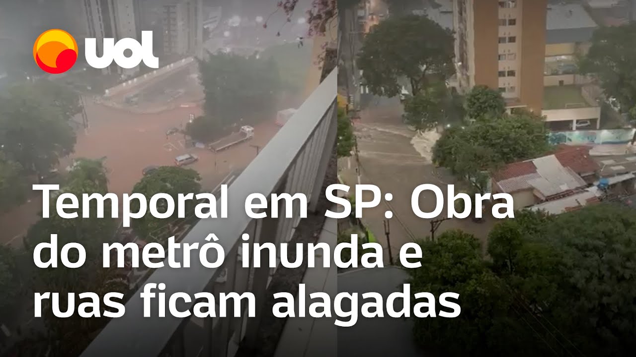 Chuvas em SP: Obra do metrô inunda, ruas ficam alagadas e carros ilhados; veja vídeos