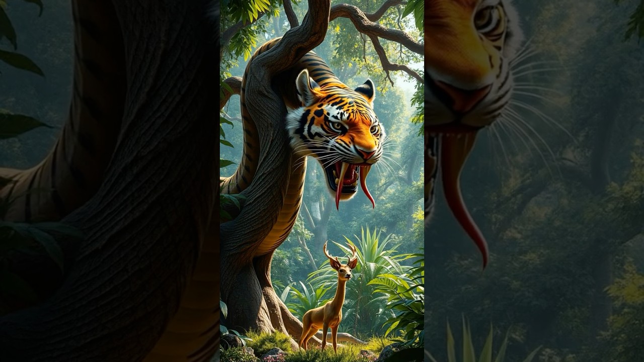 Serpent-Tiger Coiled in the Jungle Canopy #giantseacreatures  #monster