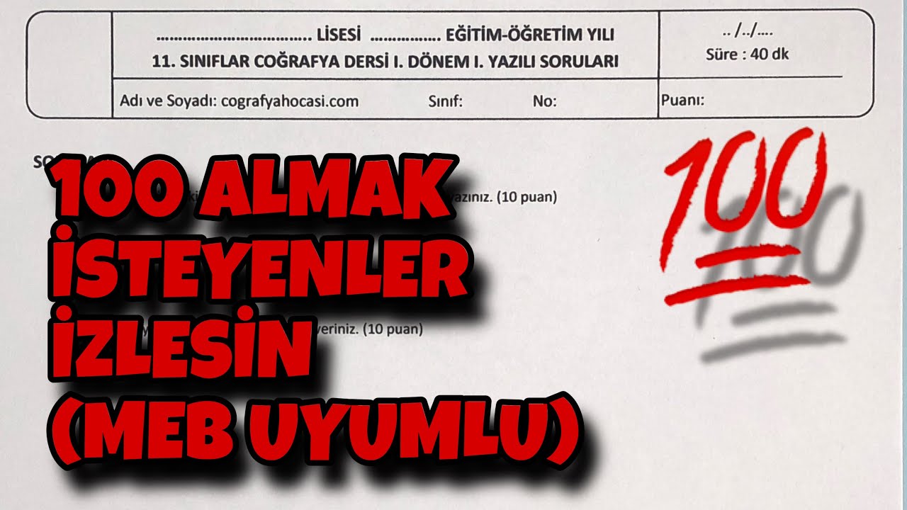 11.Sınıf Coğrafya 1.Dönem 1.Yazılı