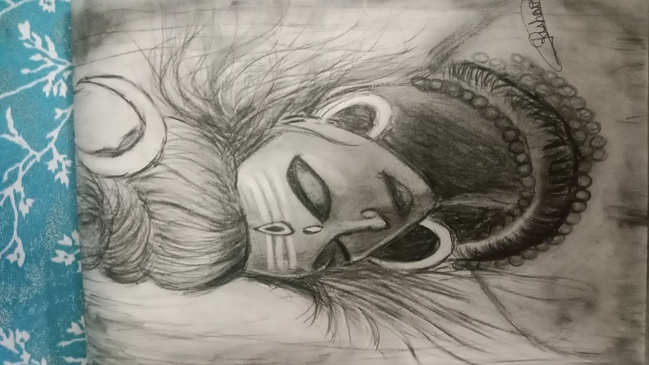Drawing of shiv ji ,free hand , charcole ,tutorial