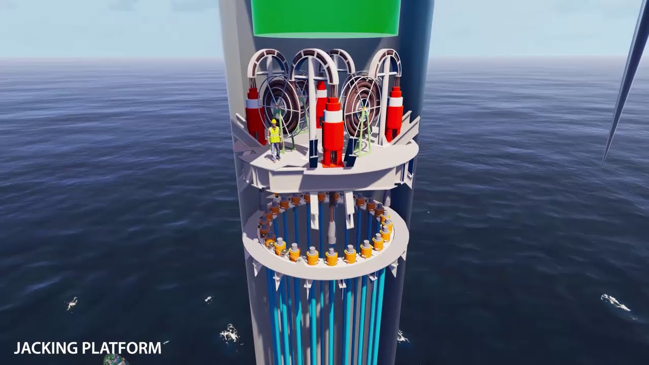 Self-installing floating wind turbine