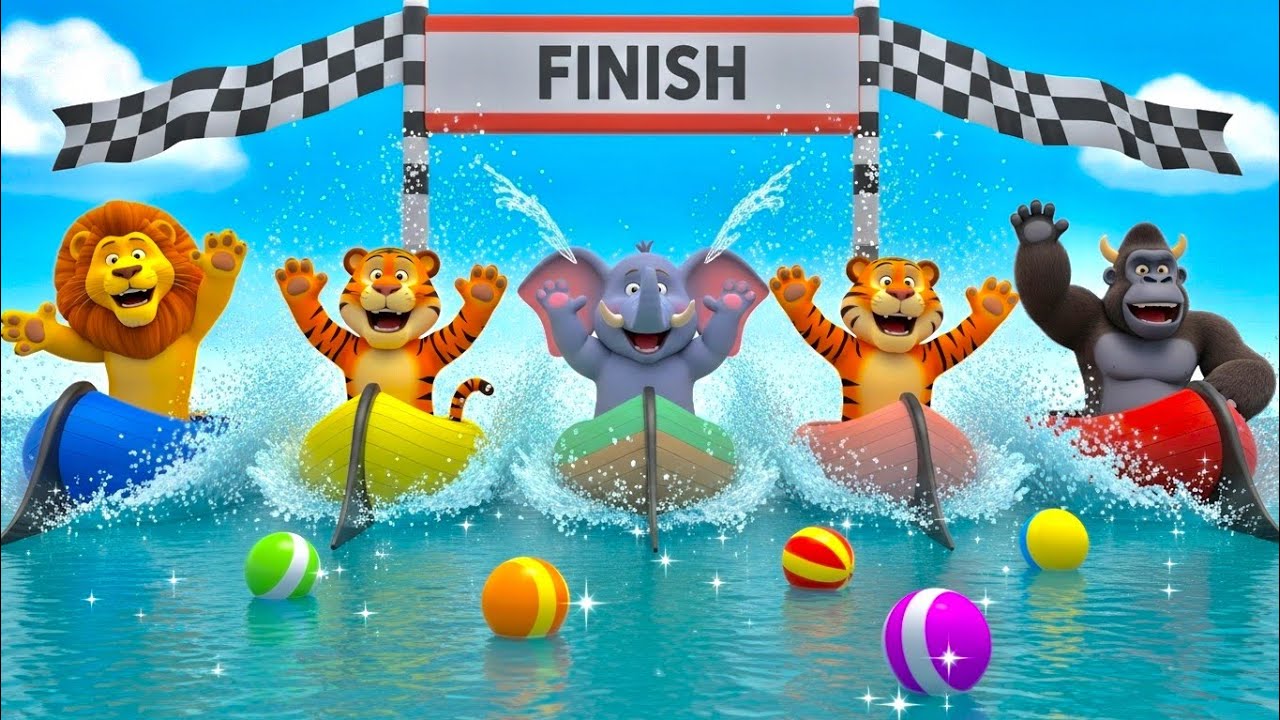 Long Slide Game With Cow Elephant Gorilla Hippopotamus Tiger 3d Animal Game Funny 3d Animals New Way