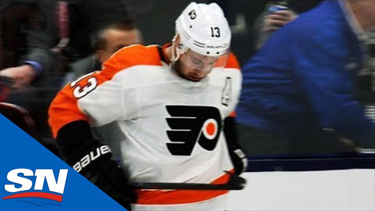 Kevin Hayes Celebrates With Championship Belt After Flyers Sweep Blue Jackets