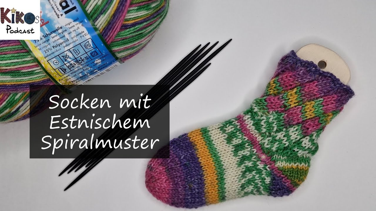 Kikos Strickschule - Anleitung - Socken mit Estnischem Spiralmuster stricken