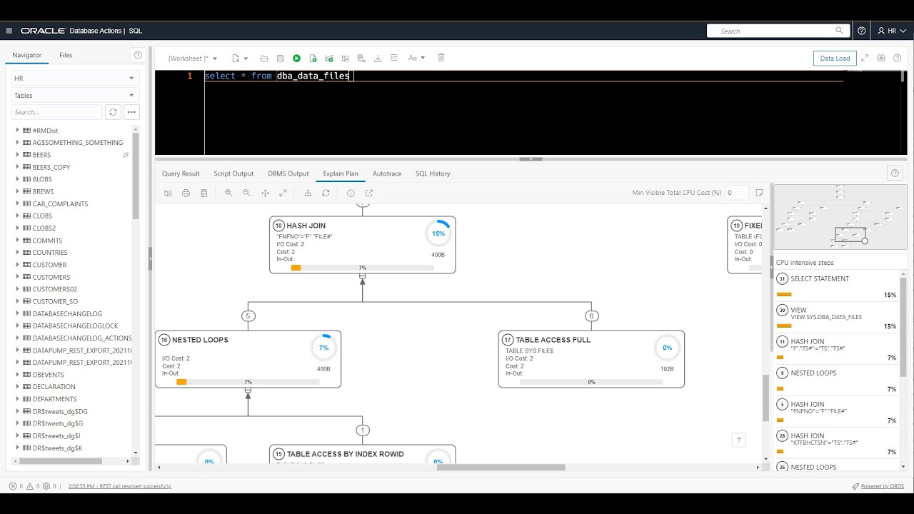 Простой способ прочитать план выполнения SQL с помощью Oracle SQL Developer Web