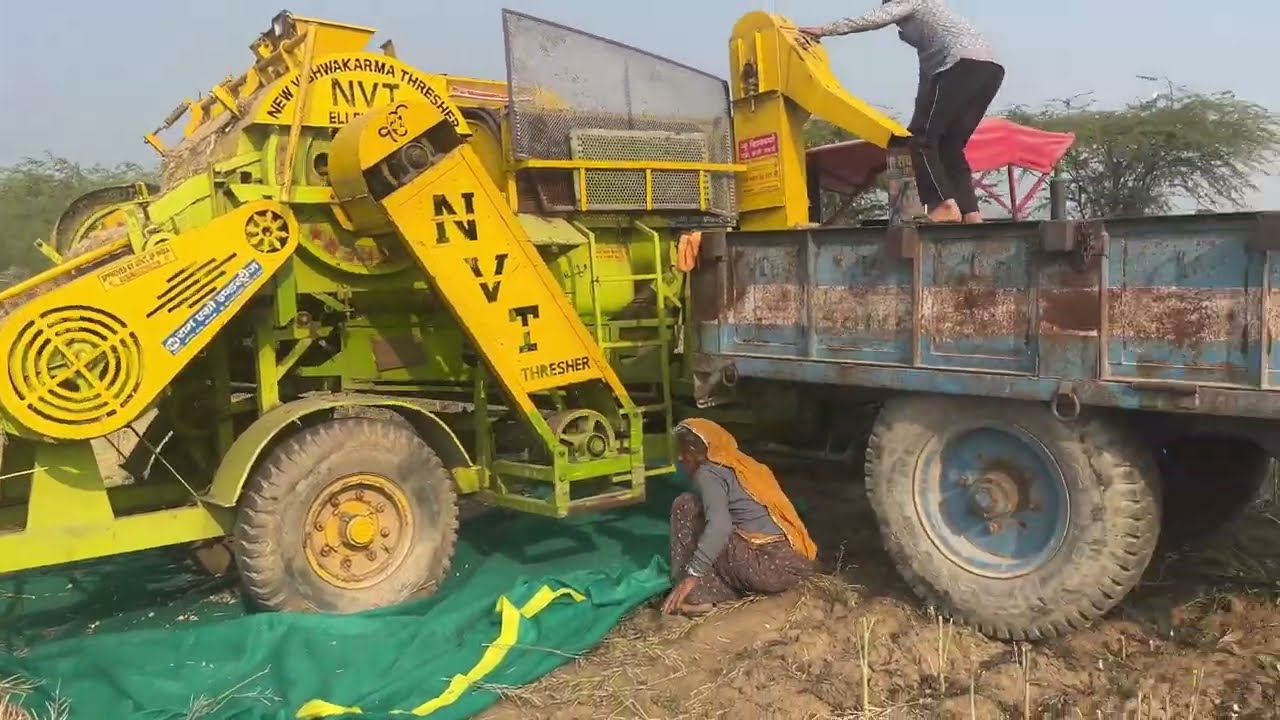 Tractor trolley || nvt thresher || farmtrac levelling