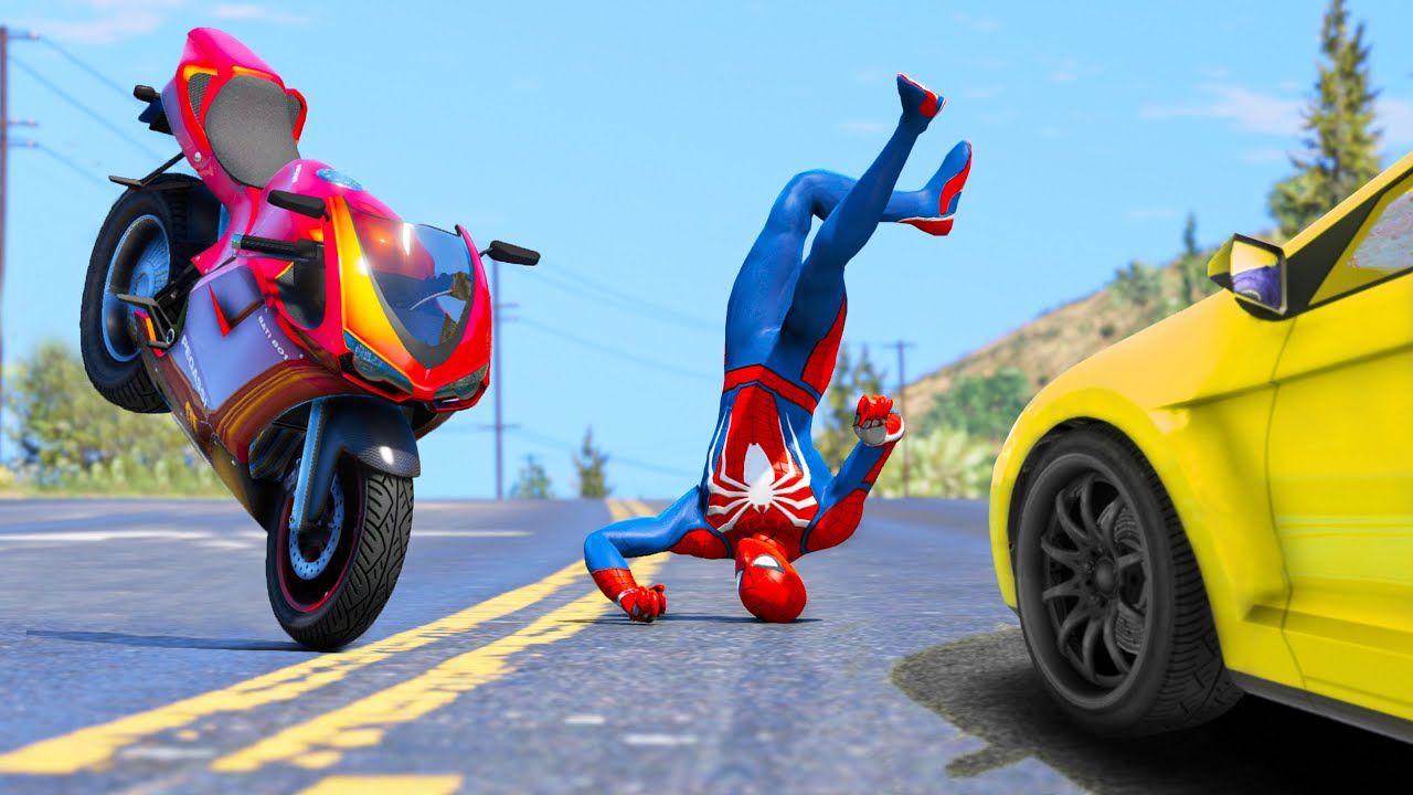 GTA5 SPIDERMAN Motocycle Stunt - Spider-man Bike Gameplay Ep - 4
