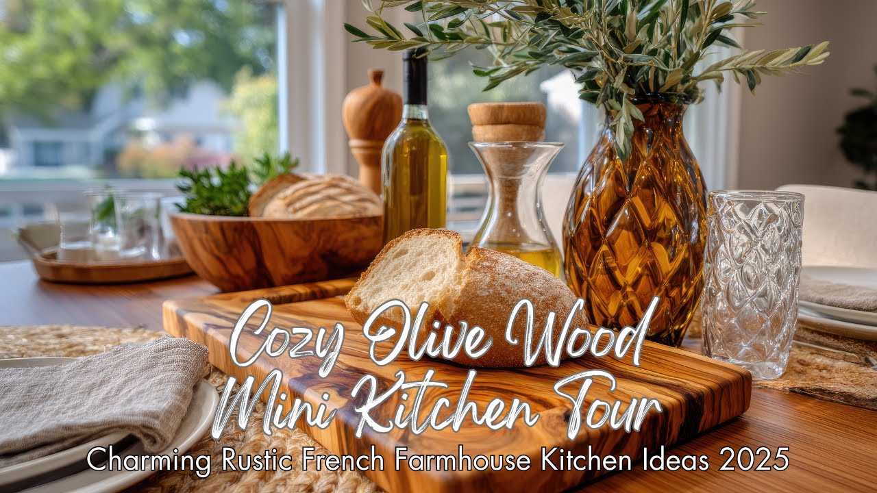 ✨ Charming Rustic French Farmhouse Kitchen Ideas 2025  | Cozy Olive Wood Mini Kitchen Tour
