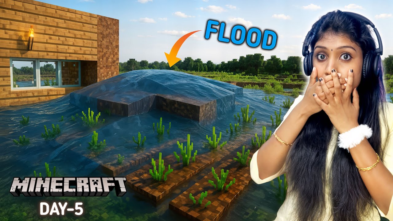MINECRAFT DAY 5 - Wheat Farming Turned Into Mega Flood 🌾😱 !!