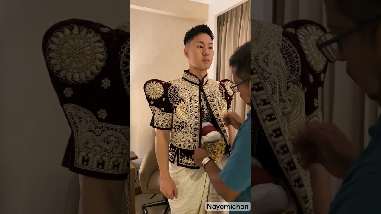 Japanese trying traditional Sri Lankan wedding attire ​⁠@yt.ksk11070