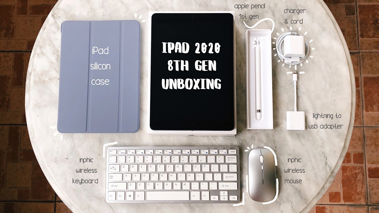 iPad 8th gen asmr unboxing 2020 📦  + apple pencil, paper-like & accessories + digital art 🎨 | PH