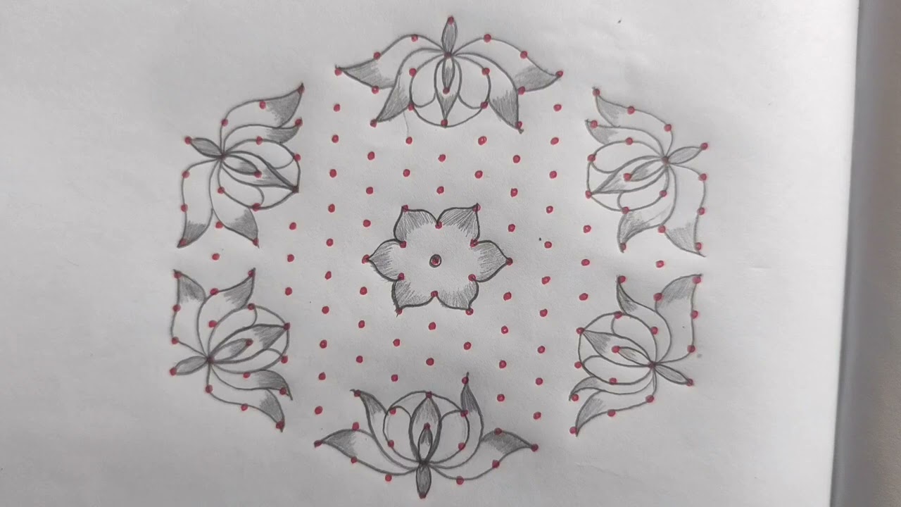 Flowers rangoli with the dots🌺beutiful rangoli designs🌺kollam design🌺 shivaratri special🌺midal Dots