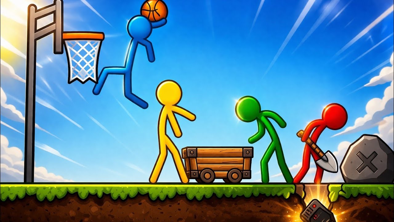 Red and Blue, Stickman Animation - Following the Device