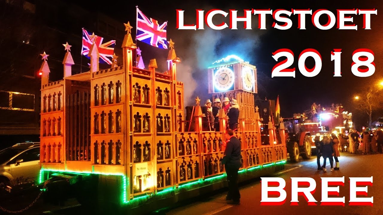 LICHTSTOET 2018 BREE BELGIE (FULL VERSION) - CARNAVAL WITH LIGHTSHOW IN THE EVENING BELGIUM 2018