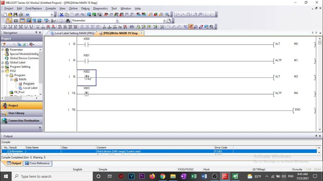 Gx Works 2 เบื้องต้น คำสั่ง ALT ,ALTP (สั่งการทำงาน ON/OFF ด้วยสวิตช์ตัวเดียว)