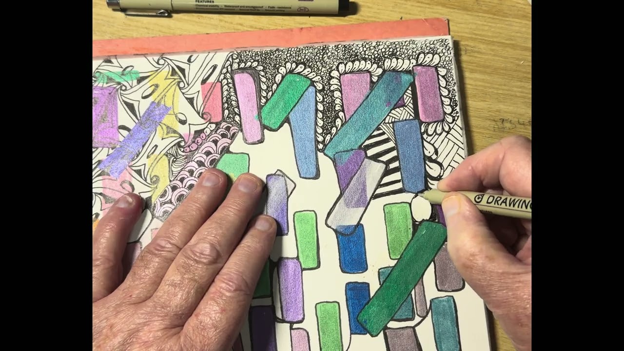 Mix Zentangle on color background pt4 please subscribe 