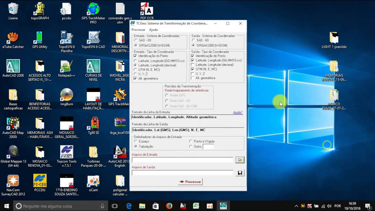 Converter 4000 mil pontos TXT de Geografica para UTM no TCGEO